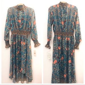 NWT Nanette Lepore Smocked Hi Lo Floral Dress